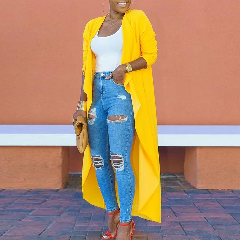 Women Jacket Irregular Ladies Outwear Autumn Loose Long Sleeve Kimono Plain Casual Coat Yellow
Women Jacket Irregular Ladies Outwear Autumn Loose Long Sleeve Kimono Plain Casual Coat Yellow
