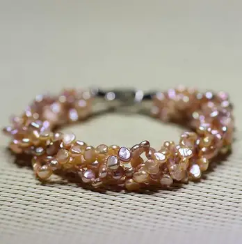 New Fashion Wedding Pearl Jewelry 3-4MM Pink Lavender Baroque Freshwater Pearl Bracelet
New Fashion Wedding Pearl Jewelry 3-4MM Pink Lavender Baroque Freshwater Pearl Bracelet
