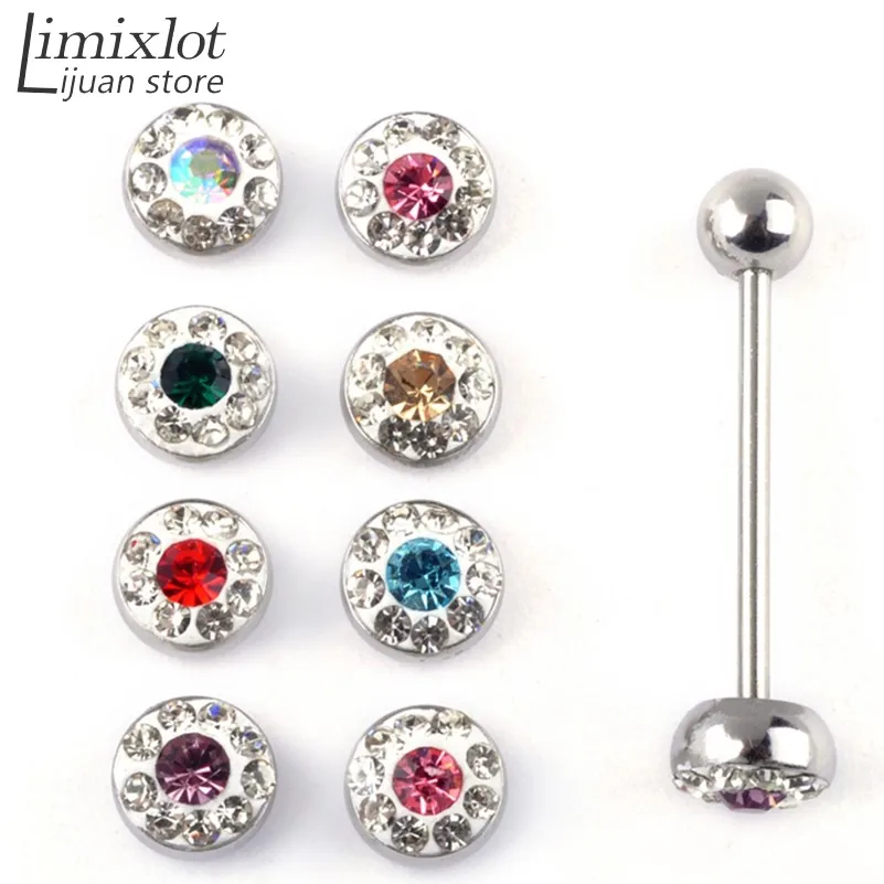 12pcs/lot 16g Colorful CZ Crystal Barbell Nipple Tounge Bar Stainless Steel Piercing Ring Body Piercing Fashion Jewelry
12pcs/lot 16g Colorful CZ Crystal Barbell Nipple Tounge Bar Stainless Steel Piercing Ring Body Piercing Fashion Jewelry