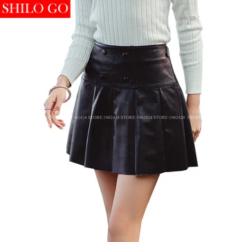 SHILO GO Fashion Street Women Empire Double Button England Style Skirt Leather sheepskin Genuine Skirt Ladies Pleated Mini Skirt 
SHILO GO Fashion Street Women Empire Double Button England Style Skirt Leather sheepskin Genuine Skirt Ladies Pleated Mini Skirt