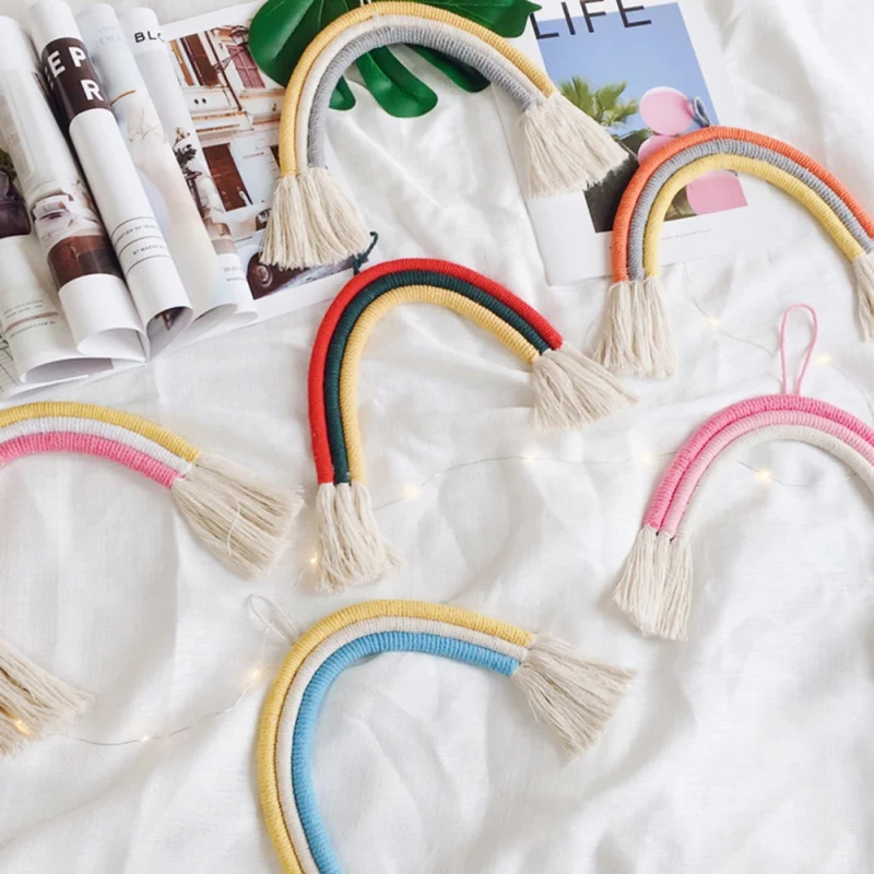 Hot Sale Rainbow Style Handmade Decorations Weaving Ornament Nordic Fresh Simple Kid Room Wall Decoration Hanging Home Supplies
Hot Sale Rainbow Style Handmade Decorations Weaving Ornament Nordic Fresh Simple Kid Room Wall Decoration Hanging Home Supplies