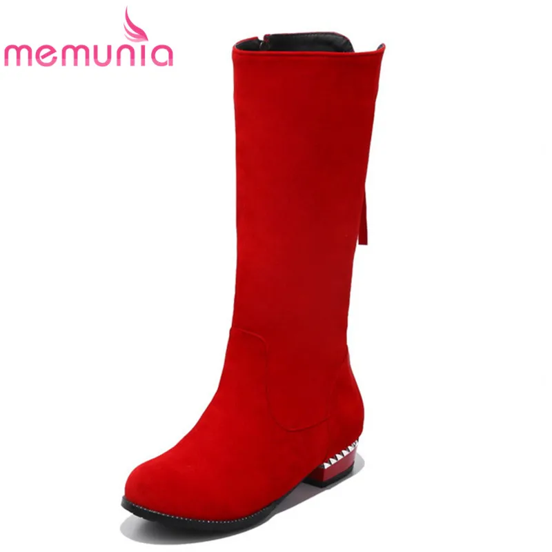 MEMUNIA 2018 new arrival mid calf boots round toe square low heels boots with fringe rhinestone casual women's shoes size 30-44
MEMUNIA 2018 new arrival mid calf boots round toe square low heels boots with fringe rhinestone casual women's shoes size 30-44