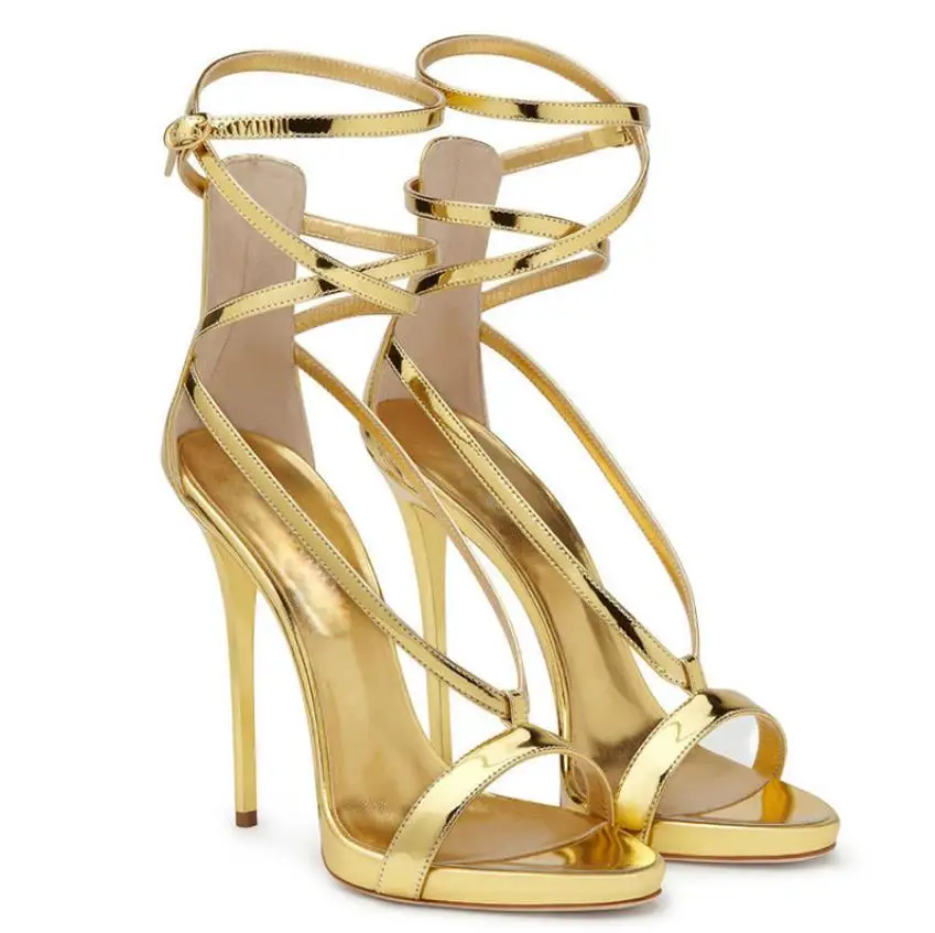 2019 summer Europe and the United States big high-heeled sandals patent leather gold and silver thin belt open toe high heels
2019 summer Europe and the United States big high-heeled sandals patent leather gold and silver thin belt open toe high heels