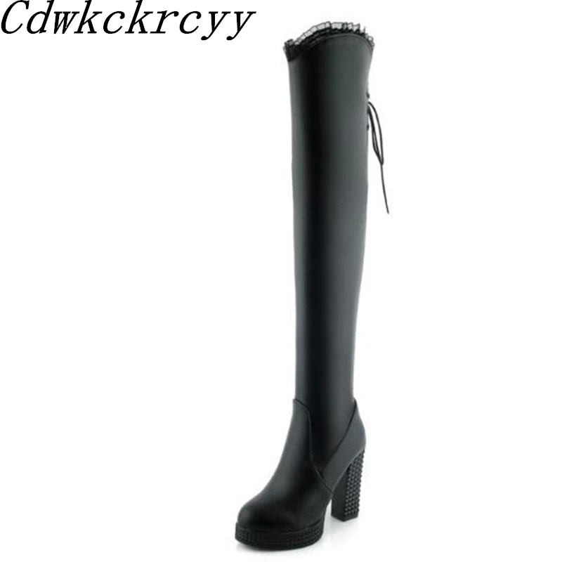 Autumn and winter New style grace Lace Over knee Boots fashion High-heeled black sexy Keep warm Women Boots plus size 34-43
Autumn and winter New style grace Lace Over knee Boots fashion High-heeled black sexy Keep warm Women Boots plus size 34-43