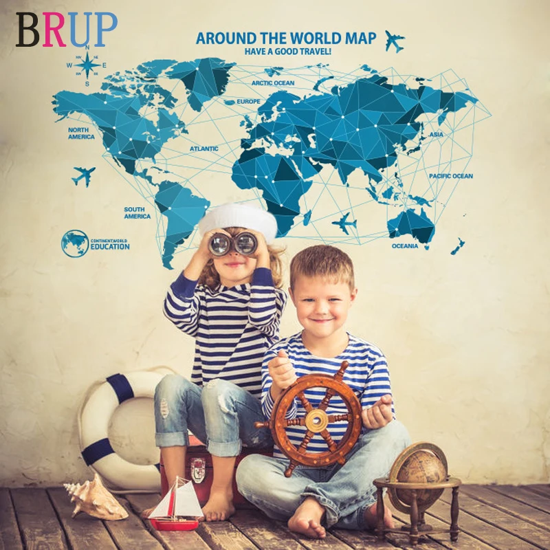 100x55cm Blue World Map Wall Stickers Creative Map of The World Home Decor for Kids Room Lovely Travel Wall Decals for Bedroom
100x55cm Blue World Map Wall Stickers Creative Map of The World Home Decor for Kids Room Lovely Travel Wall Decals for Bedroom