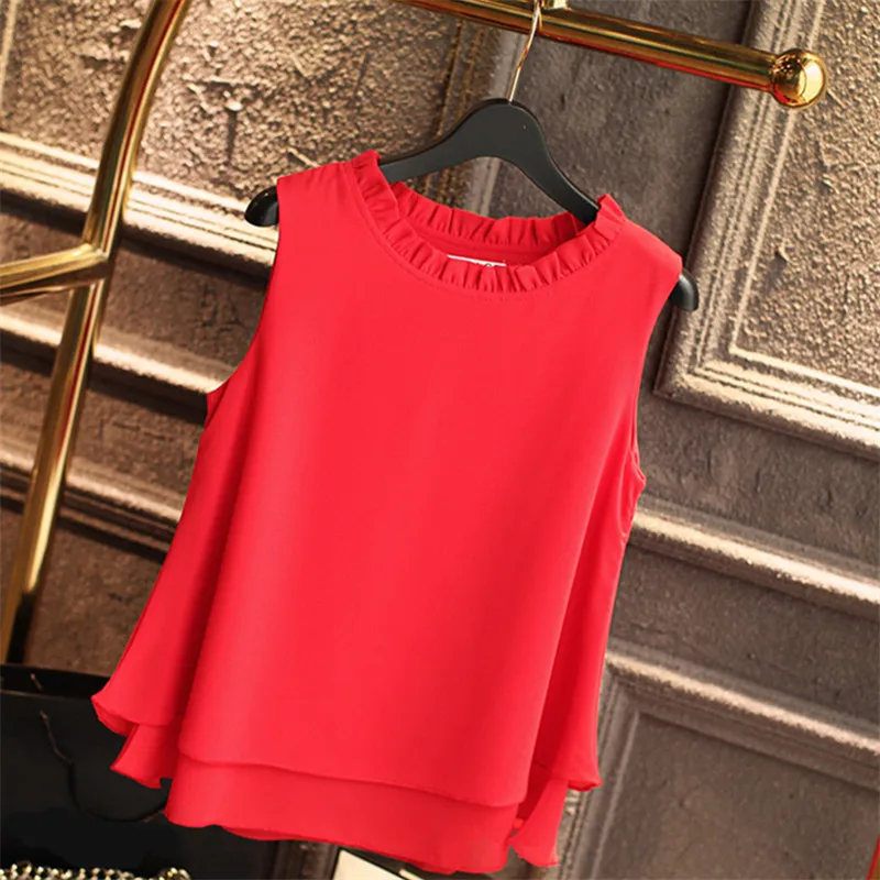 2019 Women Plus Size Sleeveless Chiffon Blouse S-4XL Fashion Ruffles Shirt Summer New Loose Blusas Korean O-Neck Tops 64406
2019 Women Plus Size Sleeveless Chiffon Blouse S-4XL Fashion Ruffles Shirt Summer New Loose Blusas Korean O-Neck Tops 64406