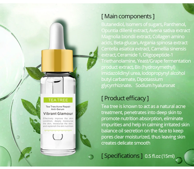 VIBRANT GLAMOUR Tea Tree Acne Repair Facial Serum Scar Acne Treatment Oil Control Essence for Sensitive Skin TSLM1
VIBRANT GLAMOUR Tea Tree Acne Repair Facial Serum Scar Acne Treatment Oil Control Essence for Sensitive Skin TSLM1