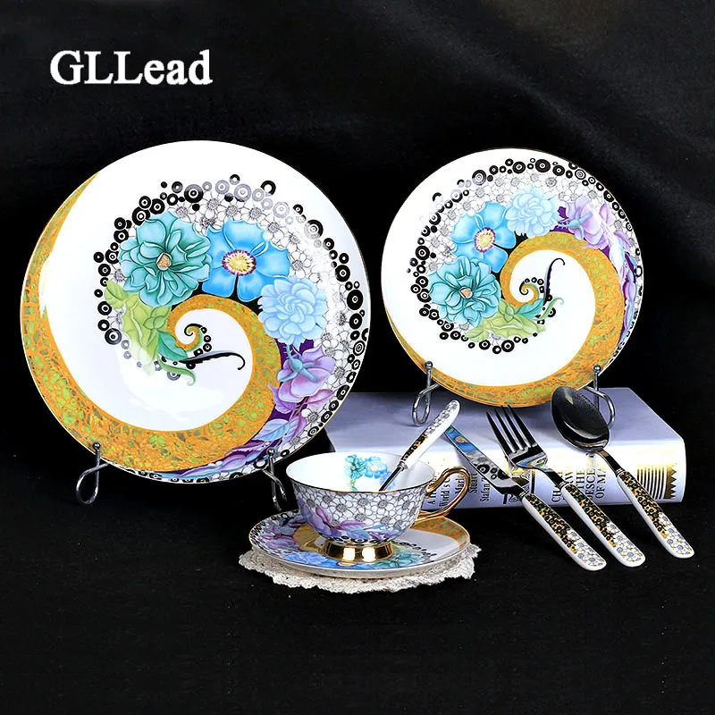 GLLead European Style Top Grade Bone China Tableware Set Western Style Steak Ceramic Dinner Service Plate And Cup Saucer Set
GLLead European Style Top Grade Bone China Tableware Set Western Style Steak Ceramic Dinner Service Plate And Cup Saucer Set