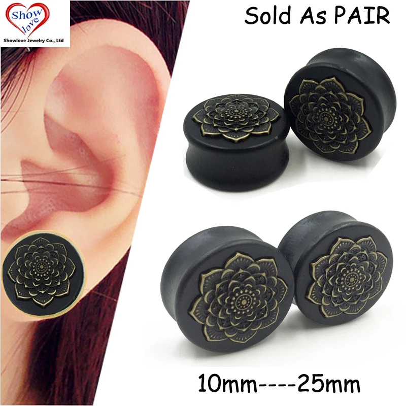 Showlove-PAIR Black Wood Copper Mandala Flower Logo Saddle Plugs Ear Tunnel Plugs Gauge Piercing Expander Stretcher
Showlove-PAIR Black Wood Copper Mandala Flower Logo Saddle Plugs Ear Tunnel Plugs Gauge Piercing Expander Stretcher