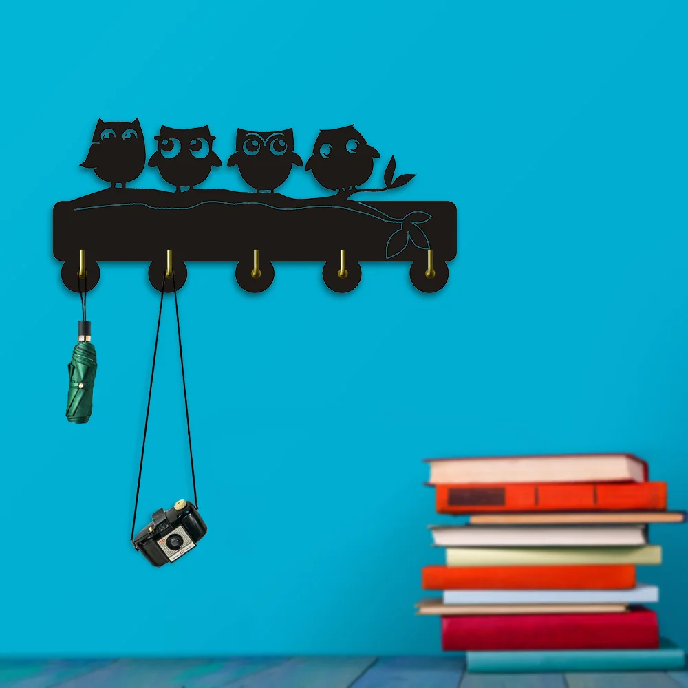 Крючок для ключей с изображением четырех сов настенный крючок дверей семьи кухни