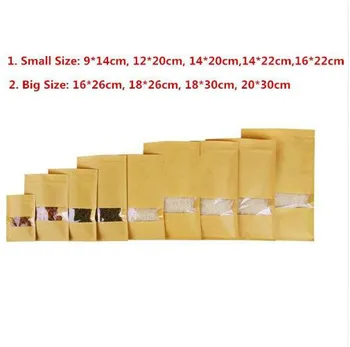 100pcs/lot-9size Zipper top Flat pouch Kraft paper bag with clear window for dried food nuts candy packaging Party Gift bags
100pcs/lot-9size Zipper top Flat pouch Kraft paper bag with clear window for dried food nuts candy packaging Party Gift bags