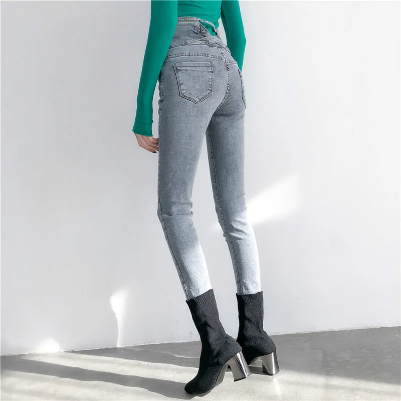 High Waist Six Colors Spring Jeans High Waistline Buckle Elastic Cowboy Trouser Girl Skinny Ankle-Length Pants Pencil Pants
High Waist Six Colors Spring Jeans High Waistline Buckle Elastic Cowboy Trouser Girl Skinny Ankle-Length Pants Pencil Pants