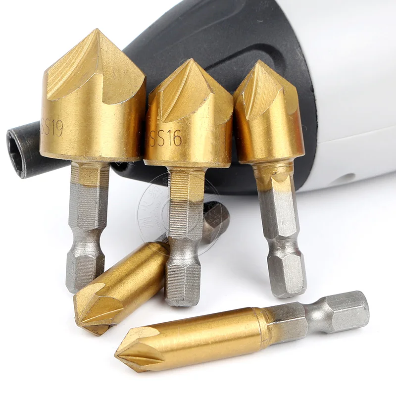 6PCS Round shank 5 Flute HSS Hard Metals natural color Five Edge Chamfer Chamfering End Mill Cutter Countersink Drill Bit
6PCS Round shank 5 Flute HSS Hard Metals natural color Five Edge Chamfer Chamfering End Mill Cutter Countersink Drill Bit