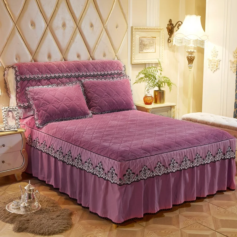 Queen King size 3Pcs Bed Cover set with Pillowcase Warm Soft Flannel Fleece Quilted Bedspread set Ruffled Lace Bed skirt set
Queen King size 3Pcs Bed Cover set with Pillowcase Warm Soft Flannel Fleece Quilted Bedspread set Ruffled Lace Bed skirt set
