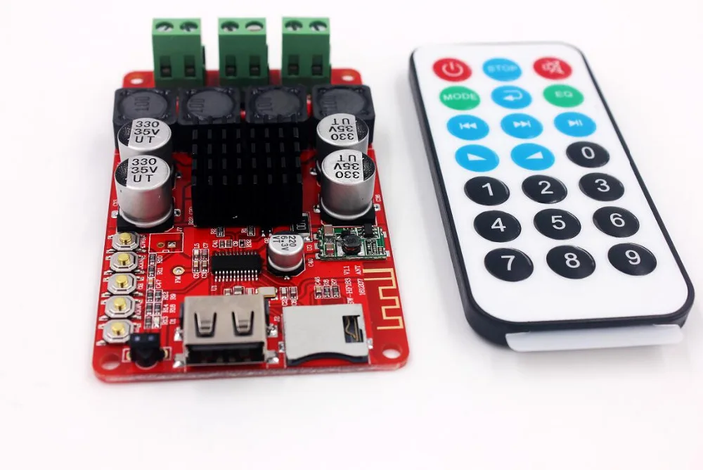 TPA3116 50W+50W Bluetooth Receiver Amplifier Board Audio Music Receiver TF card U flash disk decoding player with remote control
TPA3116 50W+50W Bluetooth Receiver Amplifier Board Audio Music Receiver TF card U flash disk decoding player with remote control