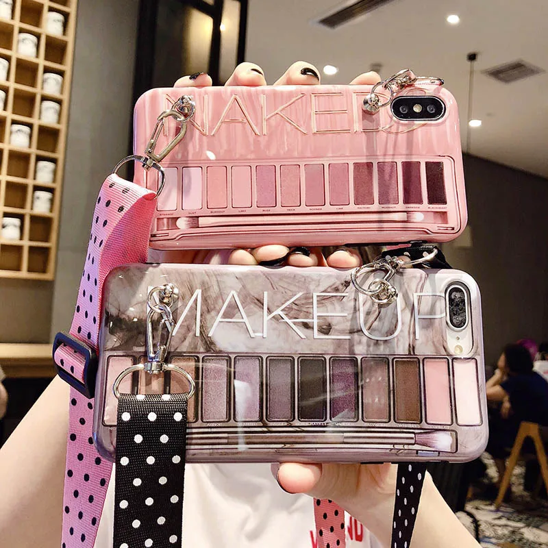 Makeup Eyeshadow Palette phone Case For iphone 6 6s 7 8 plus XS Max XR X glossy soft silicone phone case with Wave point Lanyard
Makeup Eyeshadow Palette phone Case For iphone 6 6s 7 8 plus XS Max XR X glossy soft silicone phone case with Wave point Lanyard