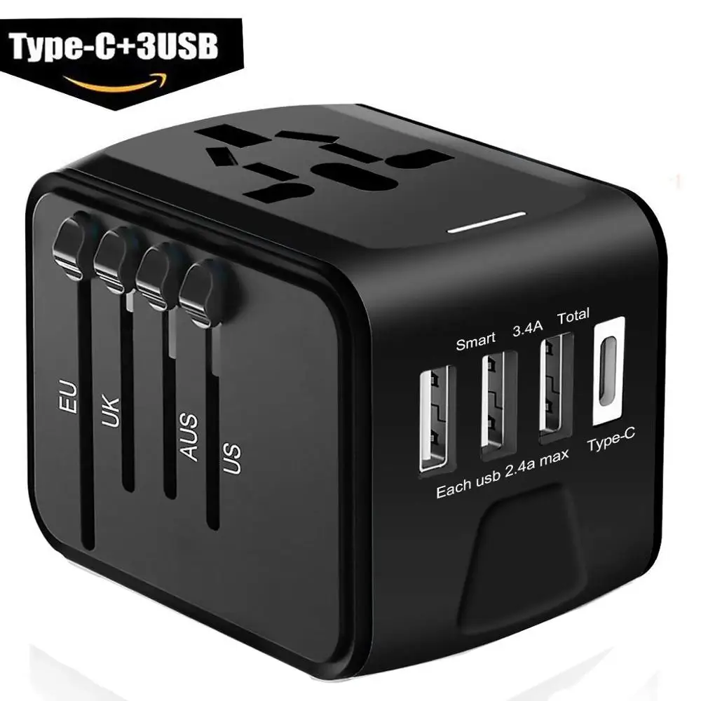 Universal Travel Power Adapter Fast 2,4A 4 USB Worldwide International Power Charger AC Wall Plug Adapter for US, UK, EU, AUS
Universal Travel Power Adapter Fast 2,4A 4 USB Worldwide International Power Charger AC Wall Plug Adapter for US, UK, EU, AUS
