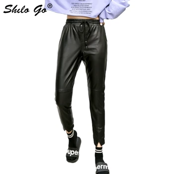 Open Up Leather Pants Women Summer Casual Elastic High Waist Sheepskin Genuine Leather Pencil Pants Concise Black Female Capris
Open Up Leather Pants Women Summer Casual Elastic High Waist Sheepskin Genuine Leather Pencil Pants Concise Black Female Capris