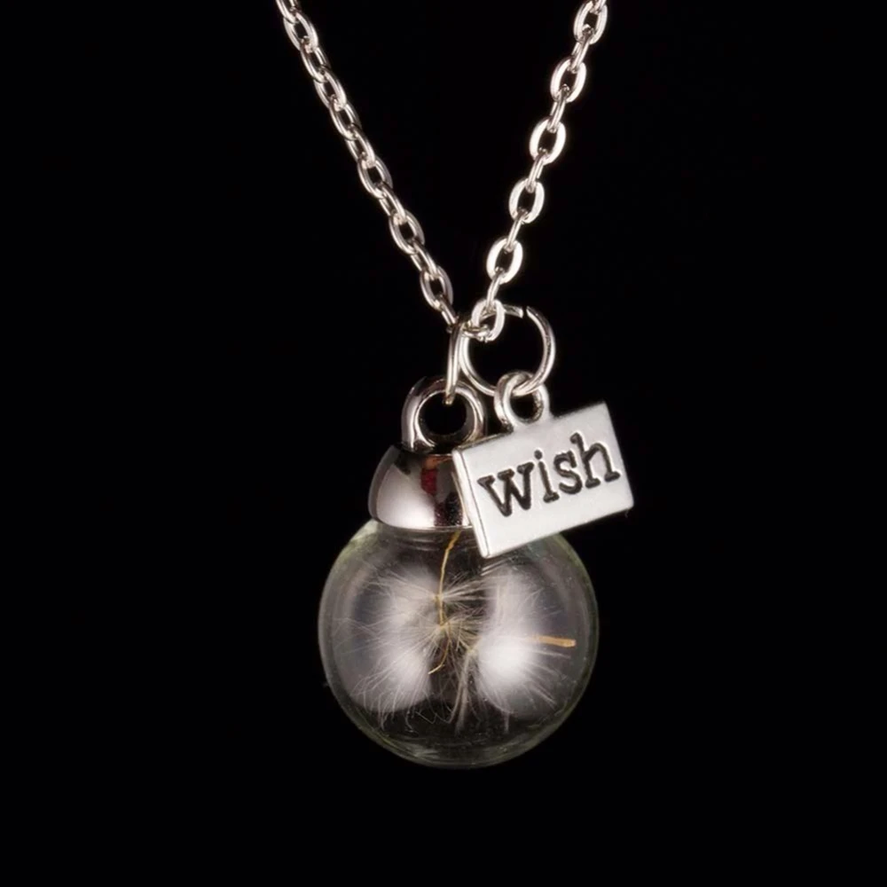 Fashion Necklaces Wish Real Dandelion Crystal Necklace Glass Round Pendants Necklace Silver Chain Choker Necklace For Women
Fashion Necklaces Wish Real Dandelion Crystal Necklace Glass Round Pendants Necklace Silver Chain Choker Necklace For Women