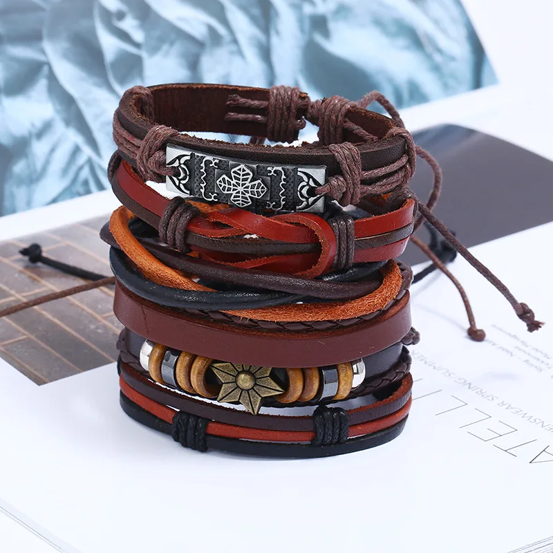 LE SKY 6Pcs/set Fashion Leather Bracelet Men Multi-layer Charm Bracelet Punk Wrap Bracelets for Women Men Jewelry
LE SKY 6Pcs/set Fashion Leather Bracelet Men Multi-layer Charm Bracelet Punk Wrap Bracelets for Women Men Jewelry