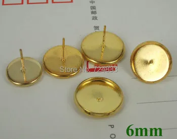 6mm Golden Plated Brass Blank Bases Round Bezel tray Glass Cabochon Pin Stud Earrings Post Settings Findings Wholesale
6mm Golden Plated Brass Blank Bases Round Bezel tray Glass Cabochon Pin Stud Earrings Post Settings Findings Wholesale