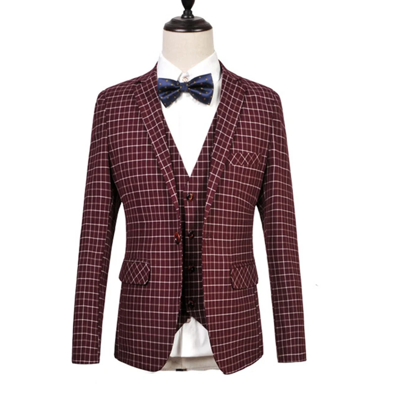 Mens Three Piece Suit Blazers Korean Mens Business Plaid Leisure Suits Slim Fit Wedding Tailor (Jackets+Vest+Pants) Plus Size
Mens Three Piece Suit Blazers Korean Mens Business Plaid Leisure Suits Slim Fit Wedding Tailor (Jackets+Vest+Pants) Plus Size
