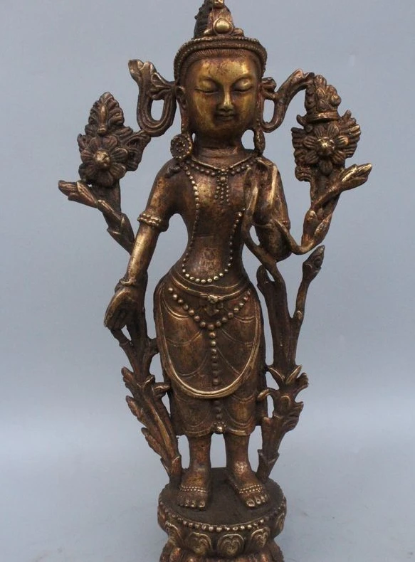 14"China Tibet Buddhism Bronze Gild lotus flower Hand Kwan-Yin Boddhisattva Stat
14"China Tibet Buddhism Bronze Gild lotus flower Hand Kwan-Yin Boddhisattva Stat