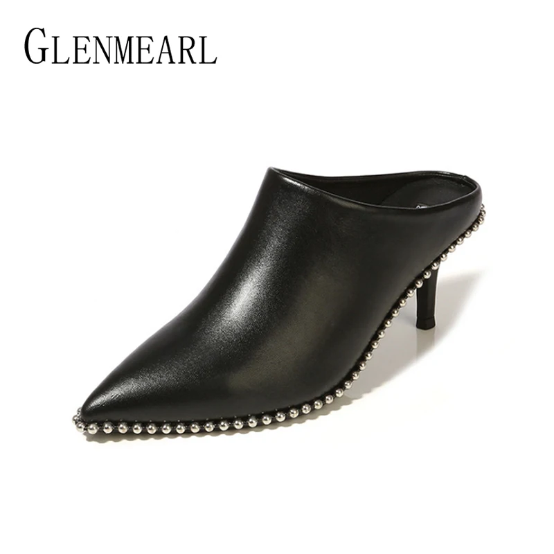 Genuine Leather Women Slippers Mules Shoes High Heels Suede Pointe Toe Summer Shoes Woman Brand Female Slides Plus Size Black DE
Genuine Leather Women Slippers Mules Shoes High Heels Suede Pointe Toe Summer Shoes Woman Brand Female Slides Plus Size Black DE