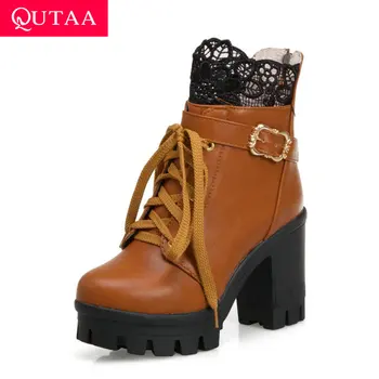 QUTAA 2020 Platform Lace PU Leather Lace Up Zipper Winter Ankle Boots Fashion Square High Heel Buckle Women Shoes Big Size 34-43
QUTAA 2020 Platform Lace PU Leather Lace Up Zipper Winter Ankle Boots Fashion Square High Heel Buckle Women Shoes Big Size 34-43