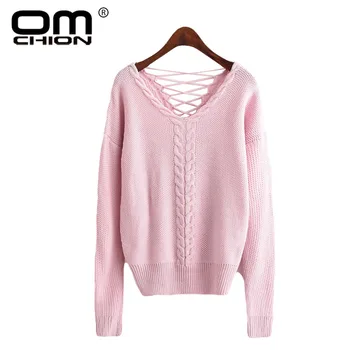 OMCHION Autumn 2018 Backless Sexy Women Sweaters And Pullovers V Neck Twist Lace Up Knitted Pink Sweater Casual Jumper LMY40
OMCHION Autumn 2018 Backless Sexy Women Sweaters And Pullovers V Neck Twist Lace Up Knitted Pink Sweater Casual Jumper LMY40