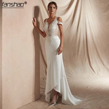Robe de mariee Cheap Satin Mermaid Wedding Dress Sweep/ Brush Train Bride Dress with Lace Abiti da sposa Bridal Gown
Robe de mariee Cheap Satin Mermaid Wedding Dress Sweep/ Brush Train Bride Dress with Lace Abiti da sposa Bridal Gown