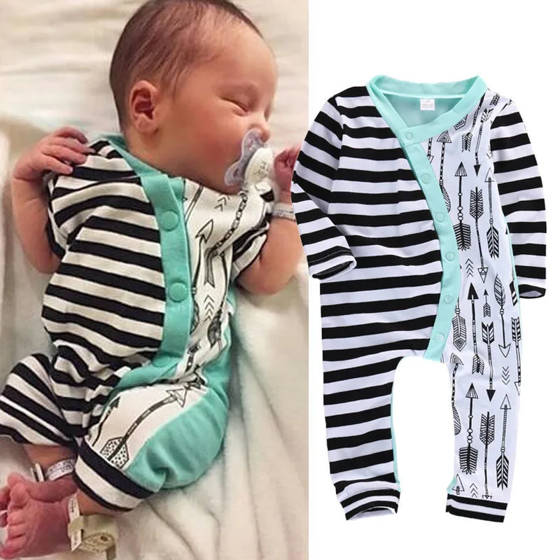 2016 Baby Rompers Newborn Baby Girl Boy Stripe Arrow Cotton Romper Jumpsuit Outfits
2016 Baby Rompers Newborn Baby Girl Boy Stripe Arrow Cotton Romper Jumpsuit Outfits