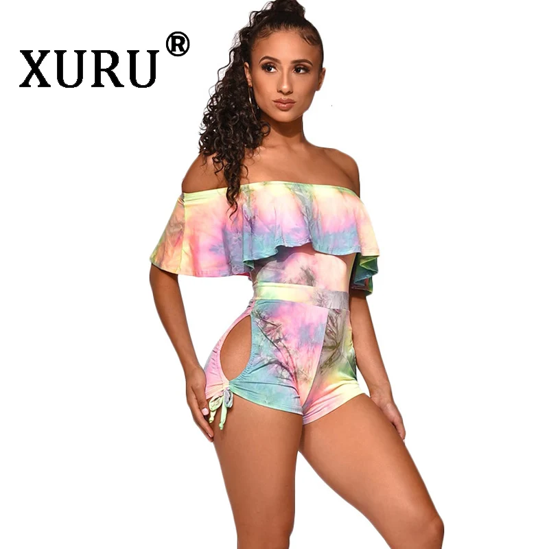 XURU summer new women's sexy jumpsuit tie dyed large size print one-piece shorts suit hollow ruffled jumpsuit
XURU summer new women's sexy jumpsuit tie dyed large size print one-piece shorts suit hollow ruffled jumpsuit