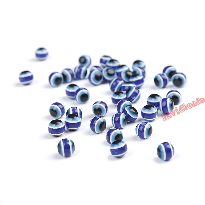 200pcs 6mm 8mm 100pcs 10mm Acrylic Kabbalah Evil Eye Ball Round Beads Craft