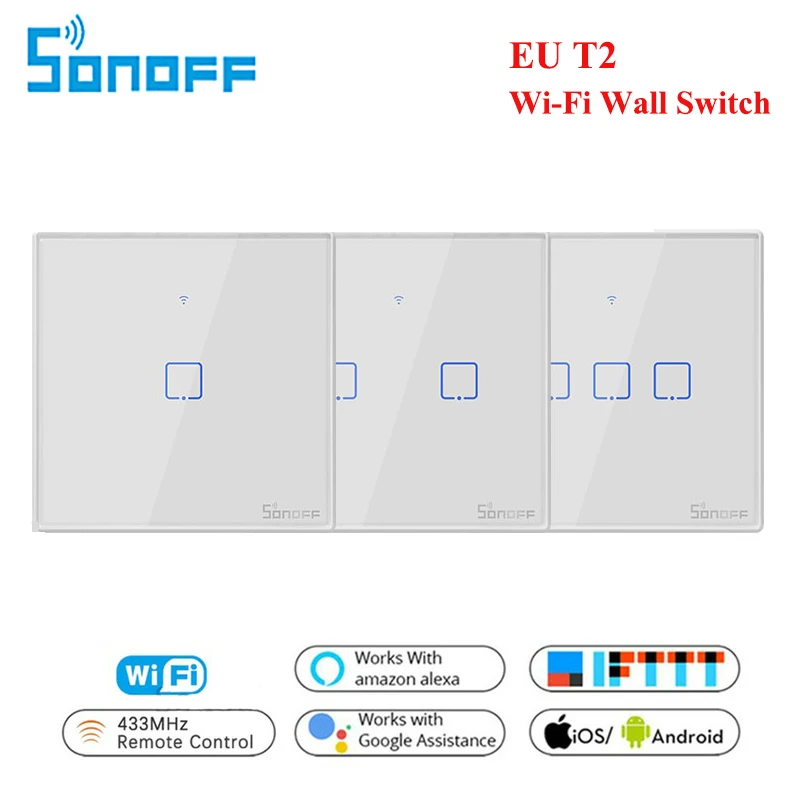 Itead Sonoff T2 EU 86 Size 1/2/3 gang TX Series 433Mhz RF Remote Controlled Wifi Switch With Border Works With Alexa Google Home
Itead Sonoff T2 EU 86 Size 1/2/3 gang TX Series 433Mhz RF Remote Controlled Wifi Switch With Border Works With Alexa Google Home