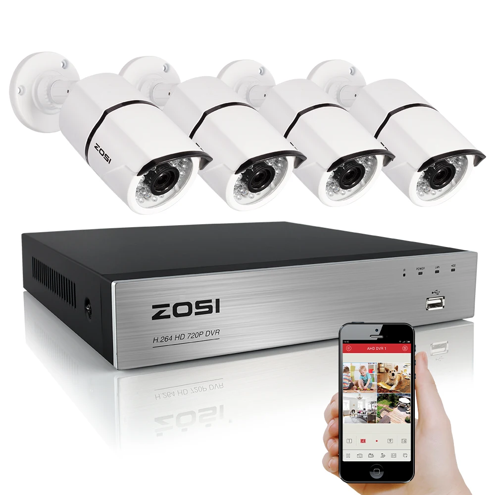 

ZOSI 1080P CCTV Video Security 4CH 2000TVL DVR System Kit 4PCS 2.0MP IR Night Vision Camera 4 Channel Surveillance Kits