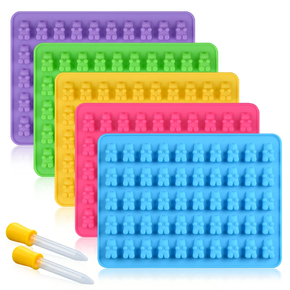Silikolove 50 Cavities Gummy Bear Mold Silicone Candy Molds Ice Cube Tray Chocolate Moulds with Droppers
Silikolove 50 Cavities Gummy Bear Mold Silicone Candy Molds Ice Cube Tray Chocolate Moulds with Droppers