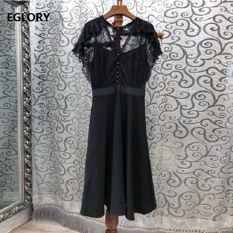 Black Elegant Dress 2019 Spring Summer Party Events Women Sexy Sheer Lace Tunic Buttons Patchwork Mid-Calf A-Line Dress Female
Black Elegant Dress 2019 Spring Summer Party Events Women Sexy Sheer Lace Tunic Buttons Patchwork Mid-Calf A-Line Dress Female