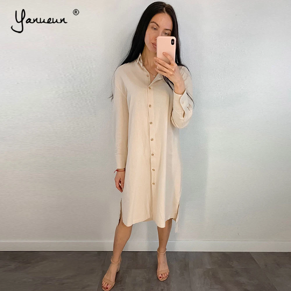Yanueun 2019 Spring Summer Hot Loose Long Sleeve Solid Turn-down Collar Button Dress Women Streetwear Casual Dress
Yanueun 2019 Spring Summer Hot Loose Long Sleeve Solid Turn-down Collar Button Dress Women Streetwear Casual Dress