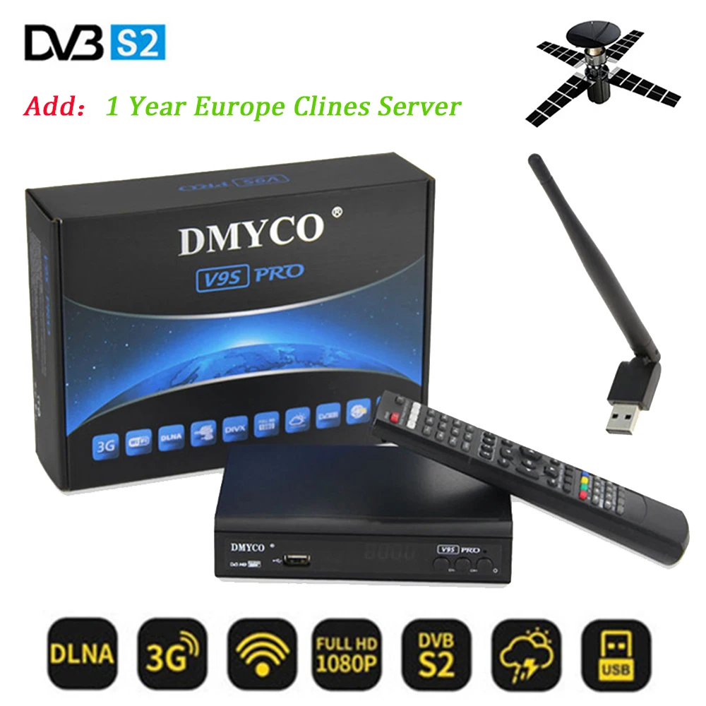 V9S PRO Satellite Receiver DVB-S2 Full HD 1080P V9S-PRO Receptor YouTube Netflix With 1 Year Free Cable Server
V9S PRO Satellite Receiver DVB-S2 Full HD 1080P V9S-PRO Receptor YouTube Netflix With 1 Year Free Cable Server