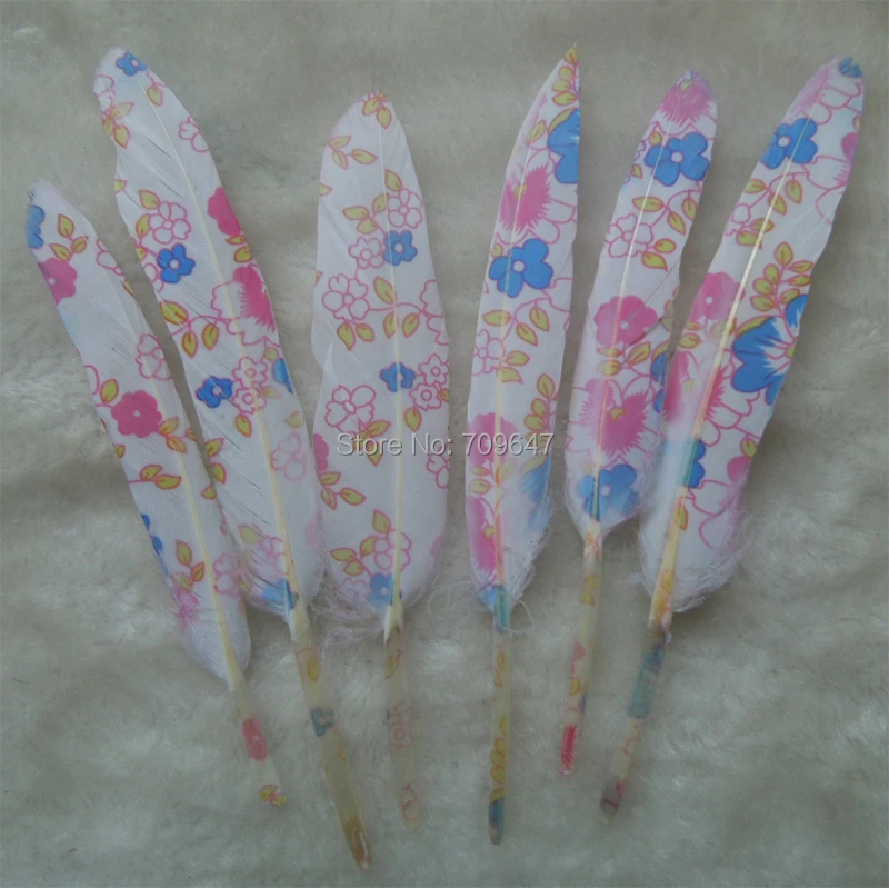 Plumes!50PCS/LOT!9-15CM Printable Goose Wing Feathers,White Feathers with Flowers printed,Craft feathers for millinery,wedding
Plumes!50PCS/LOT!9-15CM Printable Goose Wing Feathers,White Feathers with Flowers printed,Craft feathers for millinery,wedding