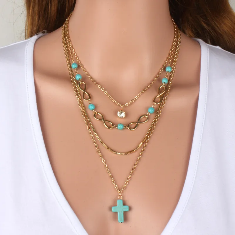 Women Multi layer necklace gold color blue stone cross Necklace Set Stacked bohemian Strand Necklace Boho Jewelry Femme Collier
Women Multi layer necklace gold color blue stone cross Necklace Set Stacked bohemian Strand Necklace Boho Jewelry Femme Collier