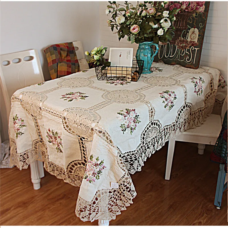 Free shipping cotton linen crochet lace fabric silk ribbon embroidered tablecloth European pastoral tea table/ cloth/cover
Free shipping cotton linen crochet lace fabric silk ribbon embroidered tablecloth European pastoral tea table/ cloth/cover