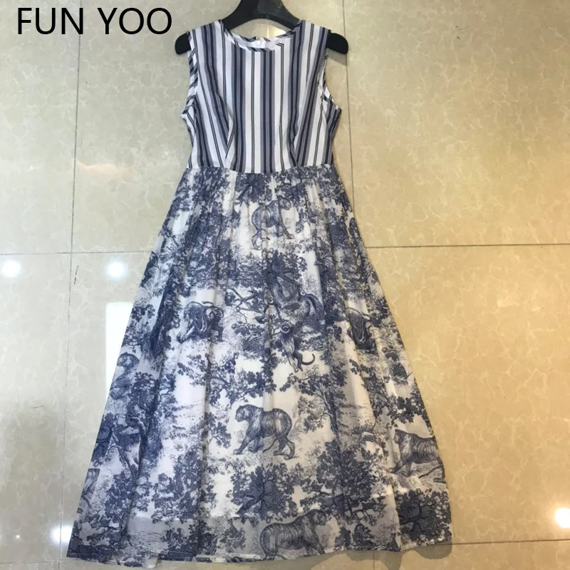 2019 Summer Female Cotton Prairie Chic Mid-Calf Dress Print Loose Sleeveless O-Neck Back Zipper Dress
2019 Summer Female Cotton Prairie Chic Mid-Calf Dress Print Loose Sleeveless O-Neck Back Zipper Dress