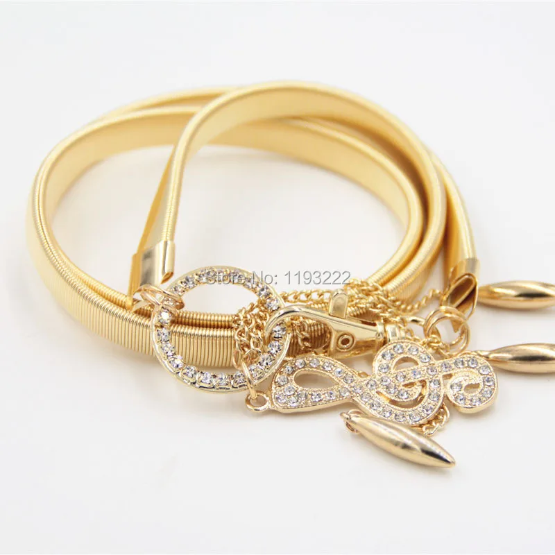 Women Runway Gold Silver Metal Elastic Music Note Crystal Chain Belt Waistbelt Straps Cummerbund
Women Runway Gold Silver Metal Elastic Music Note Crystal Chain Belt Waistbelt Straps Cummerbund