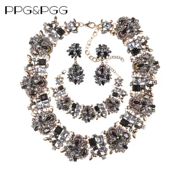 Luxury Crystal Rhinestone Large Collar Choker Necklace Bracelet Earring Jewelry Sets Women Fashion Wedding Bridal Jewelry Sets
Luxury Crystal Rhinestone Large Collar Choker Necklace Bracelet Earring Jewelry Sets Women Fashion Wedding Bridal Jewelry Sets