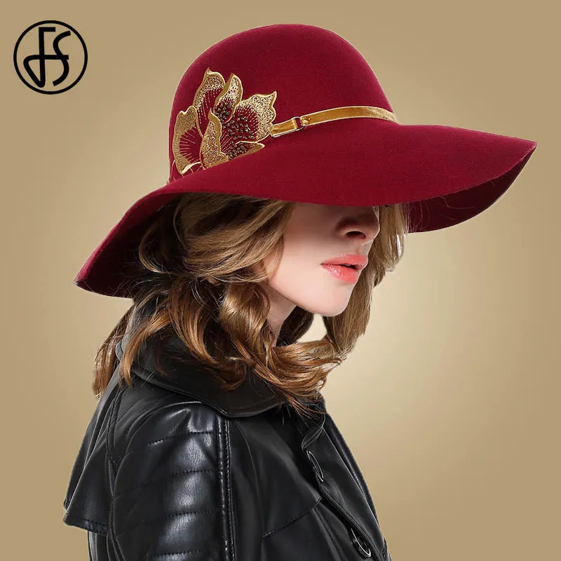 FS British Black Wine Red Flower Hat Women Elegant Large Wide Brim Church Hats Wool Felt Fedora Female Embroidery Wedding Fedora
FS British Black Wine Red Flower Hat Women Elegant Large Wide Brim Church Hats Wool Felt Fedora Female Embroidery Wedding Fedora