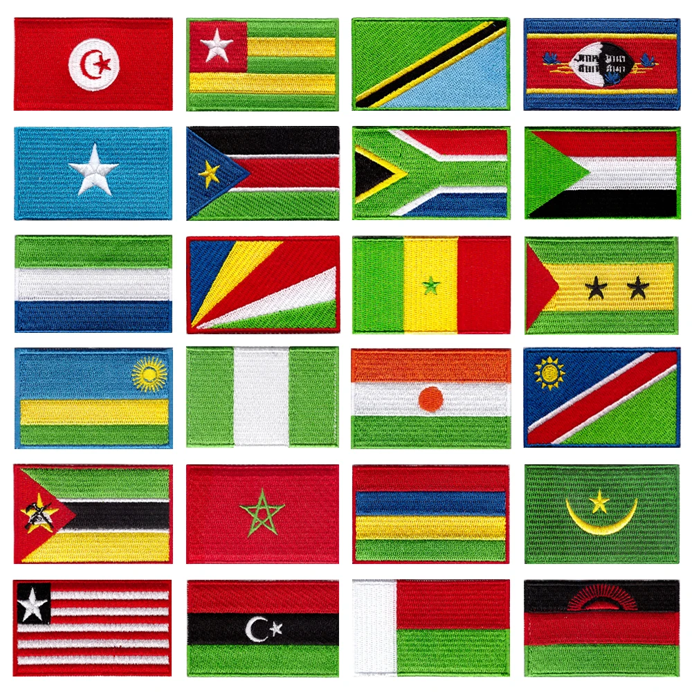 Nigeria South Africa Morocco Mauritania Swaziland Mauritius Rwanda Tanzania Flag 3D Embroidery Patch
Nigeria South Africa Morocco Mauritania Swaziland Mauritius Rwanda Tanzania Flag 3D Embroidery Patch