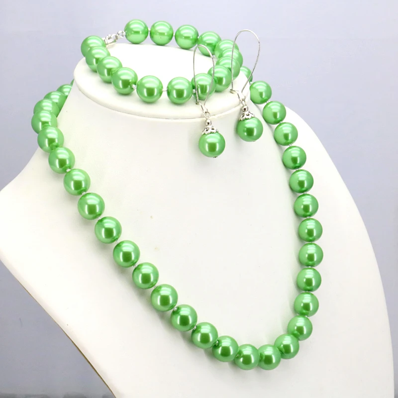 New Green glass pearl necklace set necklace 12mm 18"bracelet 7.5" earring women beautiful jewelry making design
New Green glass pearl necklace set necklace 12mm 18"bracelet 7.5" earring women beautiful jewelry making design