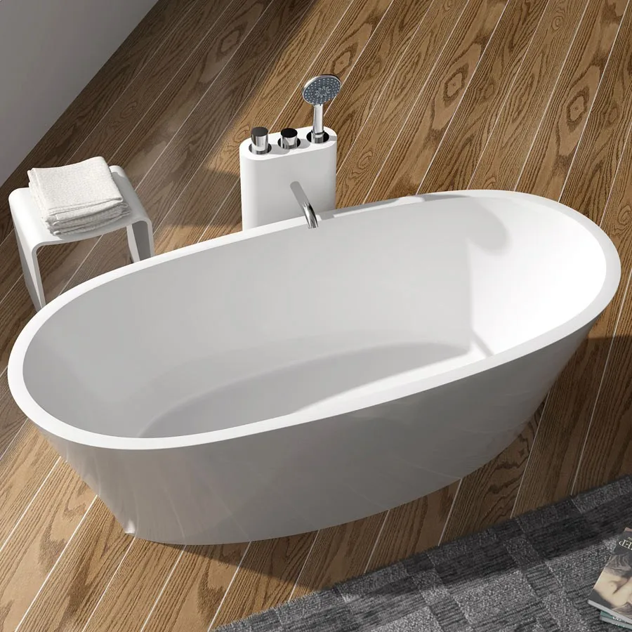 1800x800x600mm Solid Surface Stone CUPC Approval Bathtub Oval Freestanding Corian Matt Or Glossy Finishing Tub RS6593 | Обустройство